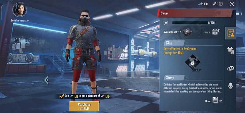 PUBG Mobile Carlo Character Free