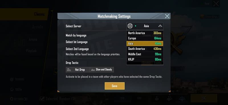 select the lowest ping server